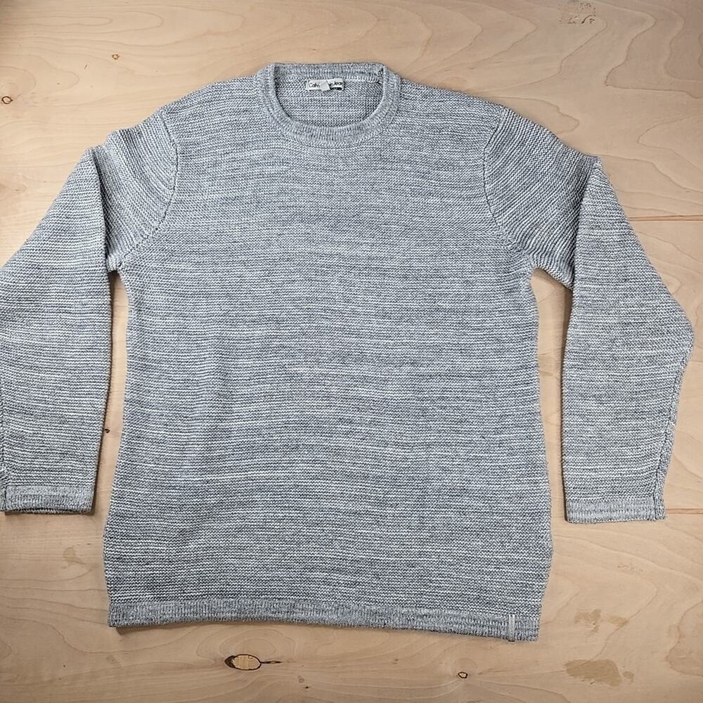 Calvin Klein Jeans Men's Sweater Pullover Textured Crew Neck Knit Gray Size L